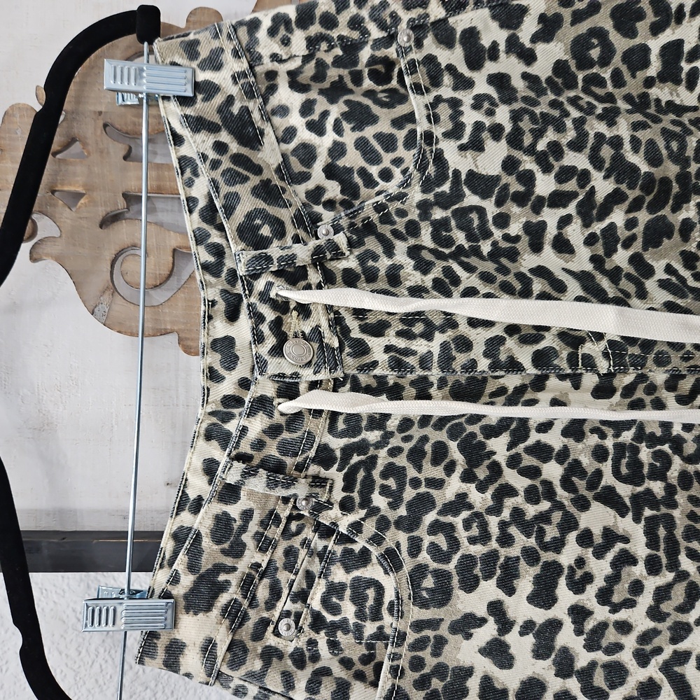 Leopard Print Drawstring Bermuda Shorts - Cream &… - image 3